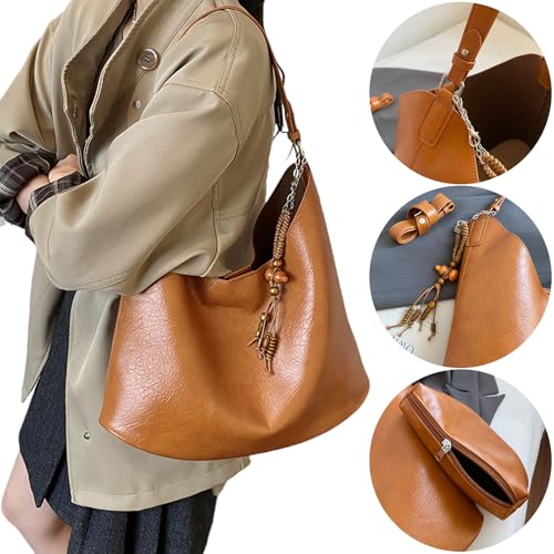 Vintage Tote Bag PU Shoulder Bag Top-Handle Slouchy Hobo Bag for Women Shopping Dating Commuting2