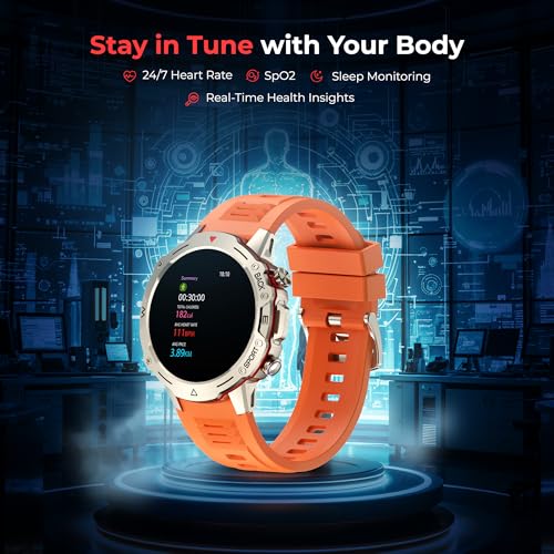 Image of Nervfit Blaze Smartwatch 1.4 inch LED Display, Bluetooth Calling, IP67 Waterproof, Heart Rate & SpO2 Monitor, Sleep & Stress Tracking, 7-Day Battery, Fitness & Sports Modes (Vibrant Gold)