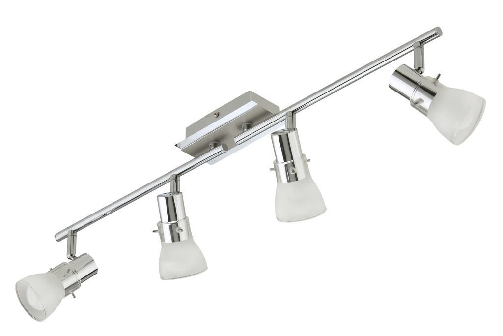 Trango 4-flammig 1007-48 LED Deckenleuchte - Chrom-Optik gebürstet *FREYA* inkl. 4x E14 LED Leuchtmittel 3.000K warmweiß Badleuchte, Flurleuchte, Küchenleuchte, Schwenkbare Deckenlampe, Kronleuchter