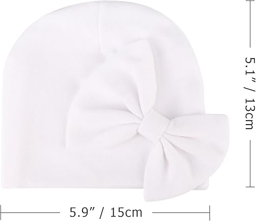 Miniatura 7 de BQUBO Newborn Baby Girls Hats Mittens Set Hospital Hat Beanie Infant Bow Hats Baby Cotton No Scratch Gloves