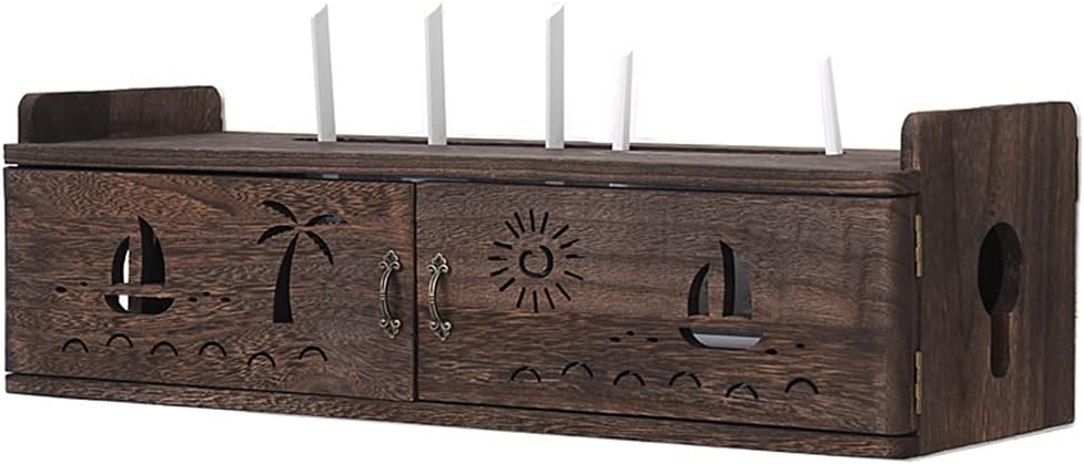 Storage Racks Router Rack Solid Wood Power Supply Double Door Storage Box Box Wall-Mounted Set-top Box Living Room Bedroom