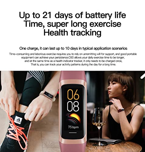 2022 Smart Fitness Band H&P With Temperature And Heart Rate Monitor, Fitness Tracker With Blood Pressure And Blood Oxygen Monitor For Android And Ios Phones, Multi-Sport 3Atm Waterproof (Pink & White) #TOP4
