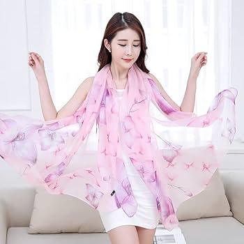 Amazon.co.jp: シルクスカーフ女性百合シフォンスカーフ桑蚕糸