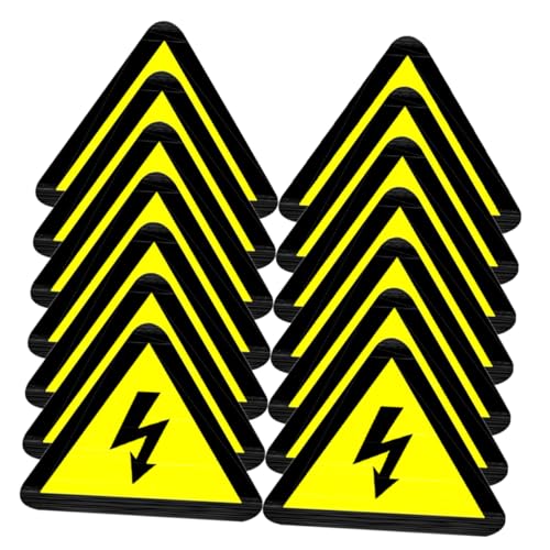 Autocollants d'avertissement électrique de 50x50 mm en lot de 15 pièces triangulaires jaunes