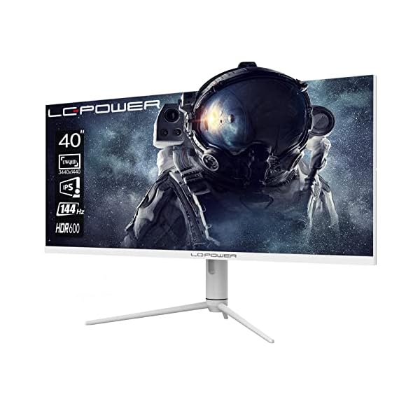 LC-Power Gaming Monitor, Display para PC(40", UWQHD IPS 144 Hz, HDR 600, 3440 x 1440, 4 ms, 400cd/m², HDMI & DP & USB-C, Flicker Free, AMD FreeSync, FPS/RTS, Pip/PbP, Altura del Soporte Ajustable)