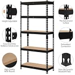 Topeakmart 5-Tier Utility Shelves, Metal Storage Shelves, Adjustable Shelving Units, Boltless Assembly, Garage Shelves Shed Shelving for Warehouse Garage Shed Basement- Black, 27.5 x 12x 60 Inch - Image 4
