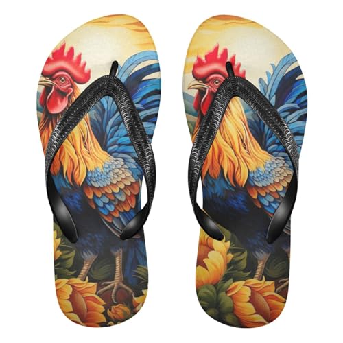 Flower Sunflower Rooster Flip Flop Beach Summer Casual Sandal for Women & Men Shower Shoes 20856740