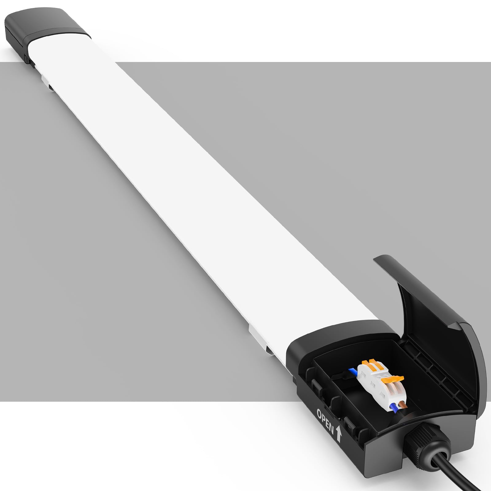ANTENLICHT 10 Stücke LED Feuchtraumleuchte 150CM mit 45W 4950Lumen Kaltlweiß 5000k, Einfache Montage Wannenleuchte Flach Deckenleuchte Feuchtraum IP65 Werkstattlampe für Büro Keller Garage, Schwarz