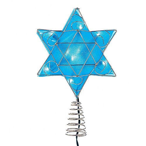Estrella de Janucá Kurt Adler con 10 luces LED en plata y azul para árbol 3