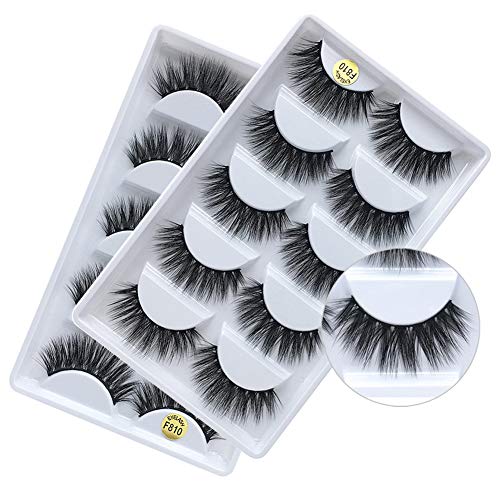 3D Real Mink False Eyelashes, Handmade Reusable Mink Lashes, Luxurious Wispy Natural Cross Thick Long Lashes, 2 Boxes/10 Pairs