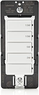 Leviton Countdown Timer Switch for bathroom fan and household lights, 2-5-10-15 min, No Neutral Required, Single Pole, 15A, 1/2 HP/9.8A Fan/Motor, DT115-1LW, White