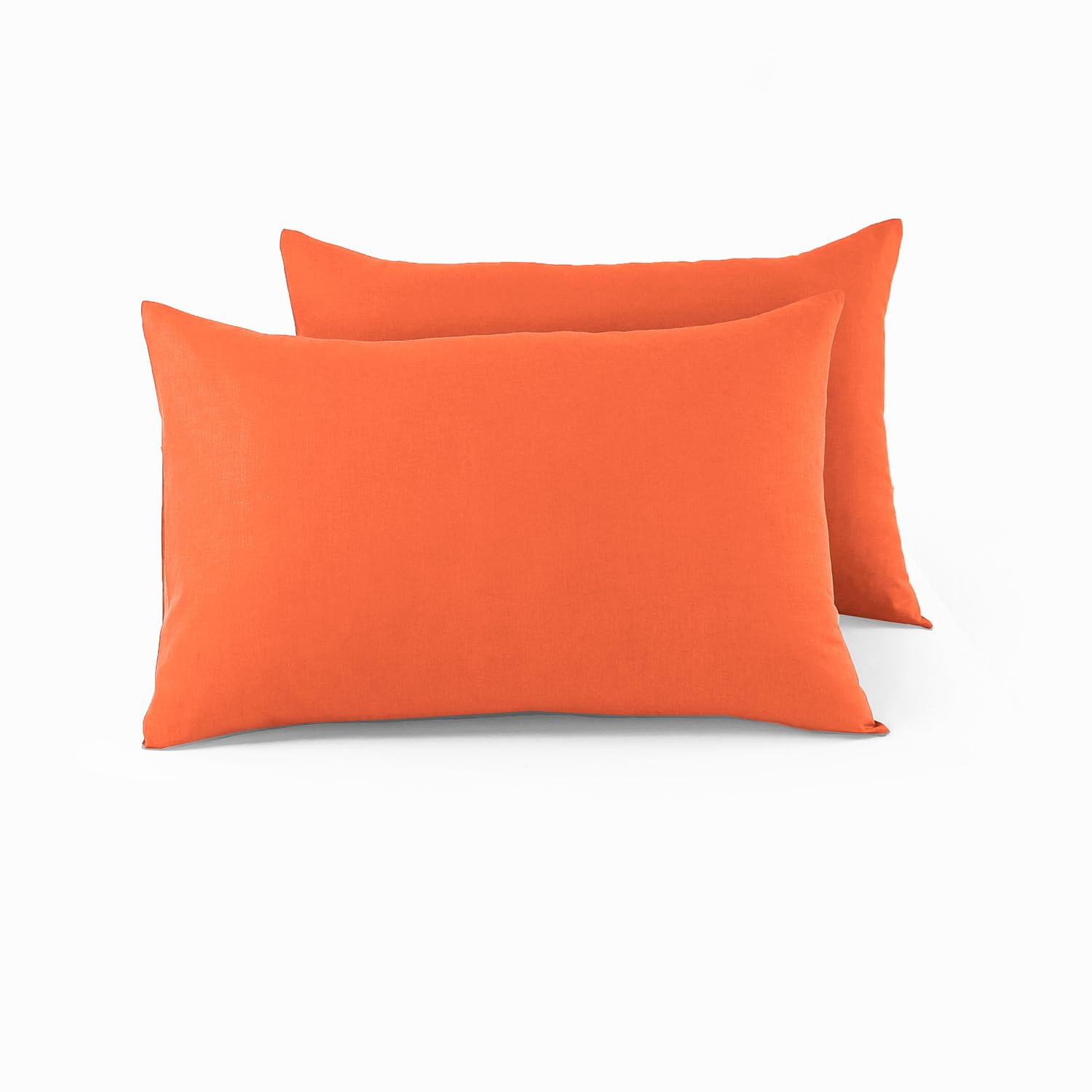 CHARKHAH Pair of Polycotton Standard Housewife Oxford Pillowcases and 100% Cotton Flannel Jersey Pillow Covers Protectors Dyed in Trendy Colors - Image 2