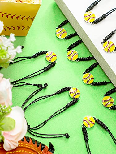 Rtteri 24 Pieces Softball Bracelets Adjustable Softball Charm Bracelet Softball Cord Braided Rope Bracelet with Charm Softball Gifts for Teams Most Sport Team Players4