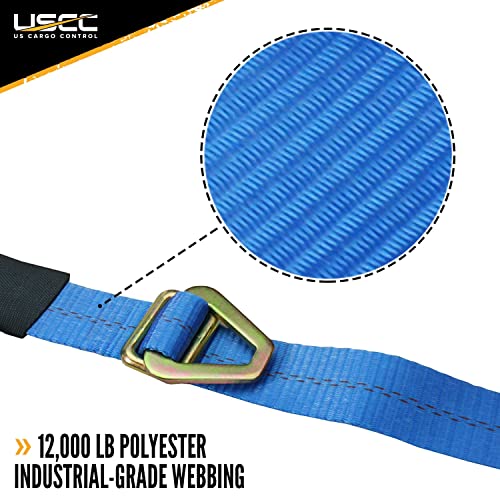 Us Cargo Control Auto Tie Down Ratchet Strap, 2 Inch X 8 Foot Blue Axle Strap, Safely And Securely Tie Down Cars For Transport, Working Load Limit 3,333 Pounds #TOP1