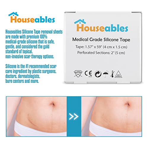 Silicone Scar Sheets, Soft Gel Tape, 1.57” X 60”, With 2” Perforations, Tan, Flexible, Medical Grade For Surgery, Keloids, Burns, Sensitive Skin, Wound Protection, Healing Patch | Houseables #TOP2