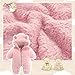 UVIPC Baby Newborn Bear Outfit Fleece Snowsuit Winter Clothes Hooded Jumpsuit Romper for Baby boy girl (Thick Pink 9-12Months)