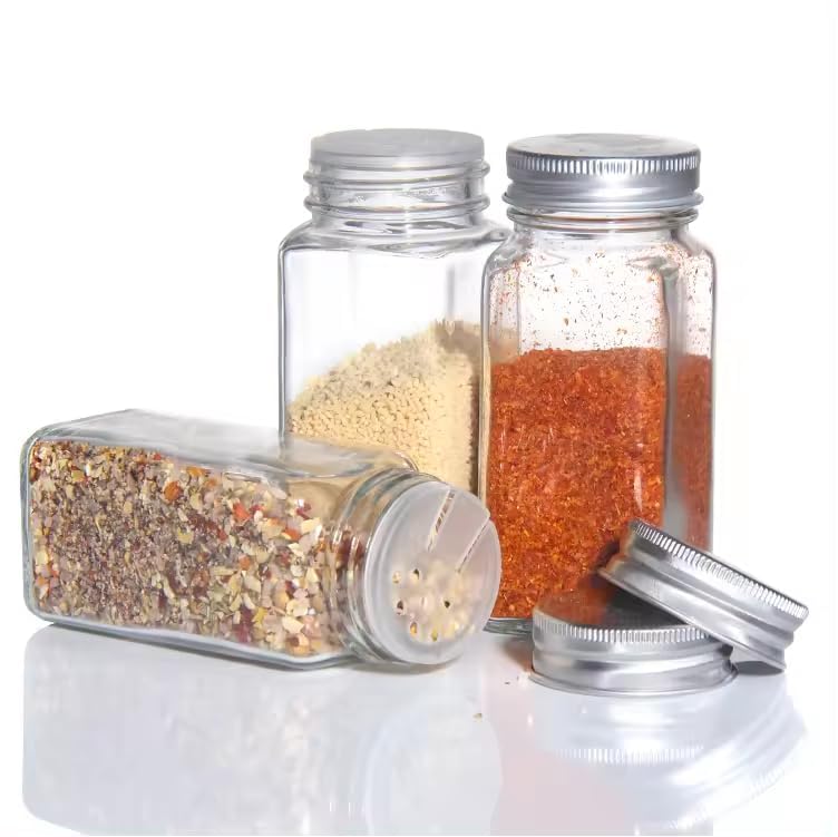 Image of ALEITO 120 ML | Glass Spice Jars with Lids,Spices & Seasonings Sets Organizer Spice Containers, Airtight Food Canisters with Shaker Lid (12)