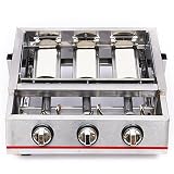 RustyVioum 3-Head Burners Gas BBQ Grill, Commercial Gas Lpg Grill, Portable Propane Gas Grill for Ou