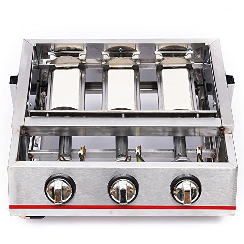 Rustyvioum 3-Head Burners Gas Bbq Grill, Commercial Gas Lpg Grill, Portable Propane Gas Grill For Outdoor Bbq, Stainless Steel Barbecue Grill #TOP8