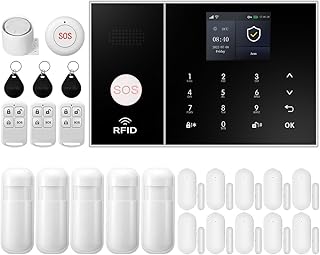 XNY 4G/WLAN Alarmanlage Kabellos, 24-teiliges Set Alarmanlage Haus mit APP, Alarmanlage Wohnung mit Sirene, Bewegungsmelder, Fenster Tür Sensoren, Fernbedienungen, Kompatibel mit Alexa