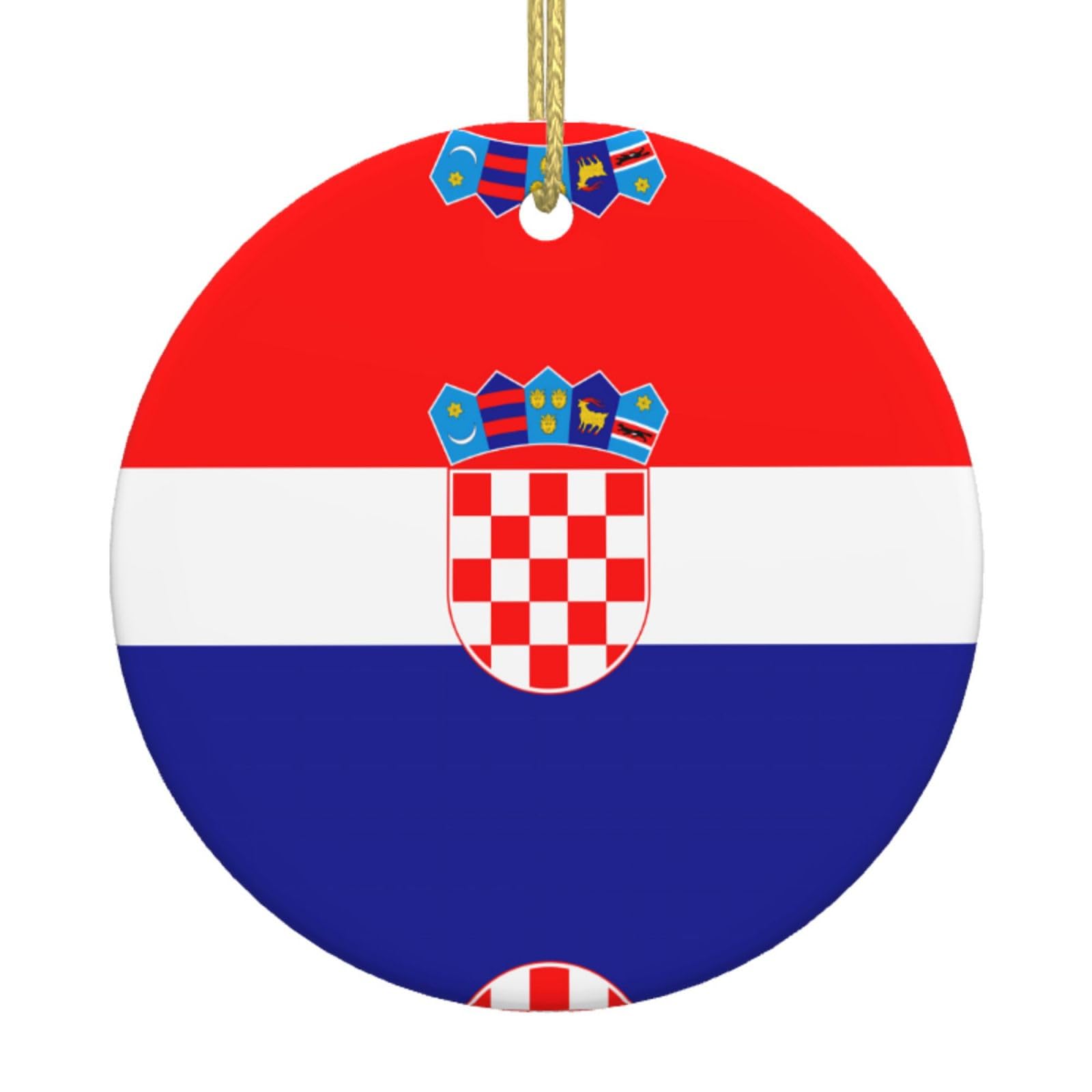 Republic of Croatia Flag Printed Christmas Tree Ceramic Ornaments Holiday Decoration Christmas Unique Pendant for Christmas Party