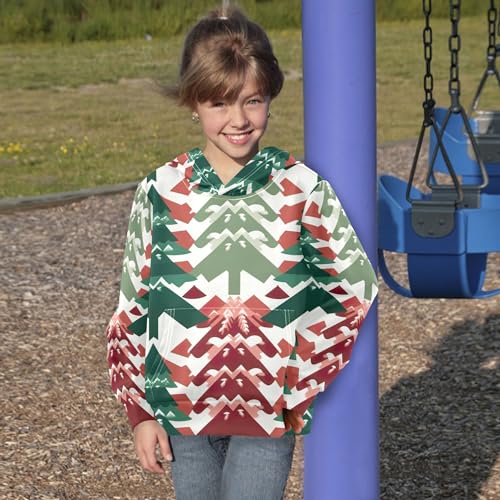 Kids Hoodies Sweaters Christmas Xmas Trees Hooded Sweatshirts with Big Pockets for Boys Girls B04003174