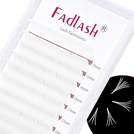 Eyelash Extension 0.07 Colored Easy Fan Lashes White D Curl Self Fanning Lashes Colored, Volume Lash Extensions (White 0.07D, 15-20mm)