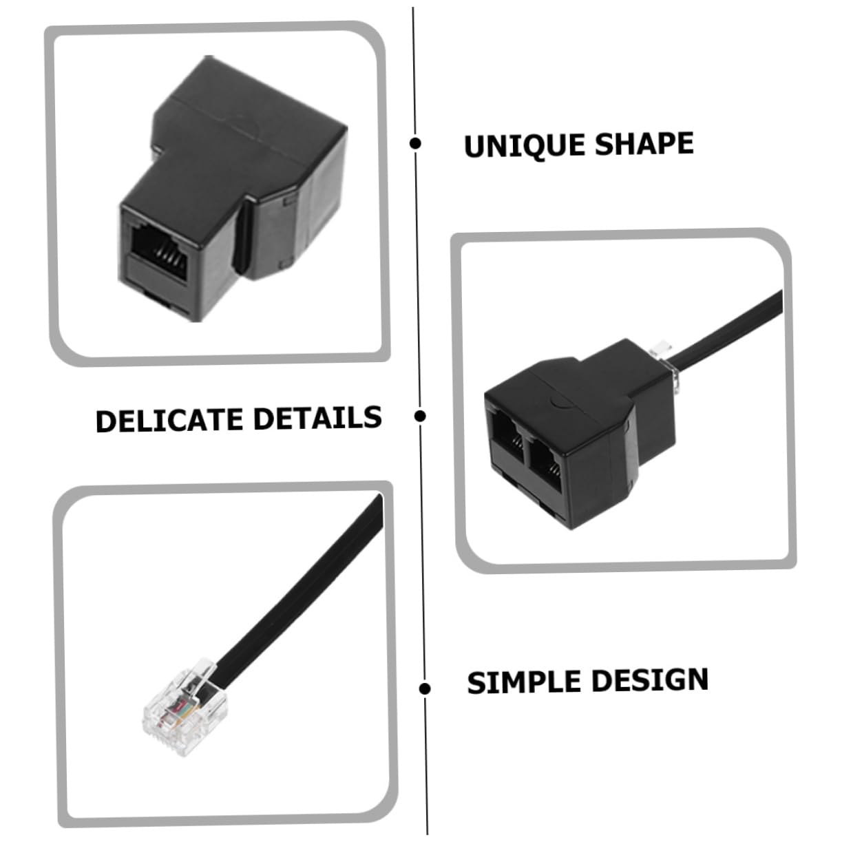 NULYLU 4pcs Telephone Splitter Pc Detachable Adapter for Dual Device Connection Line Converter for Telephones and Fax Machines Versatile Core Phone Line