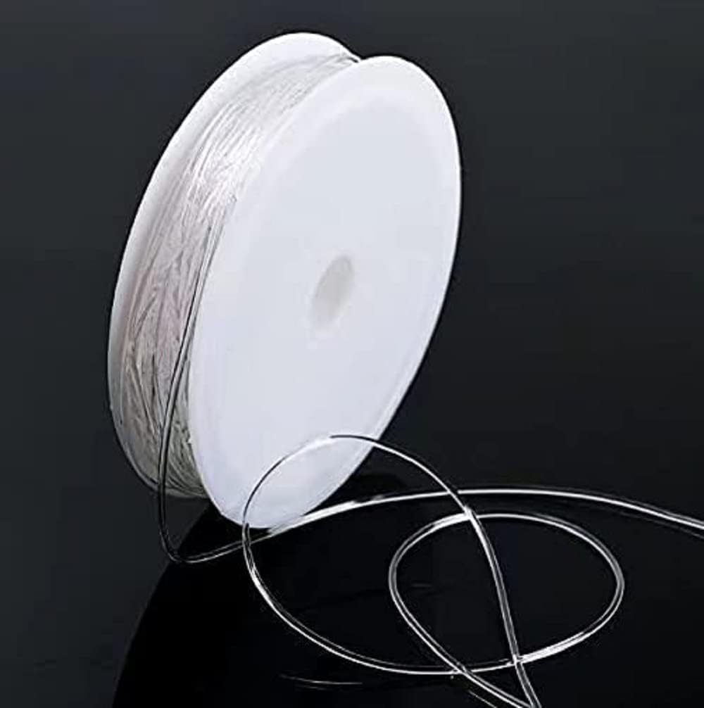 KRAFTMASTER Crafts Stretchy Clear White Elastic Crystal Thread String Cord for Thread, Cord Necklace Jewelry Making Bracelet Beads Thread Making Invisible Thread Decoration(0.8mm) Each 10mm (Pack of 1)-image-30