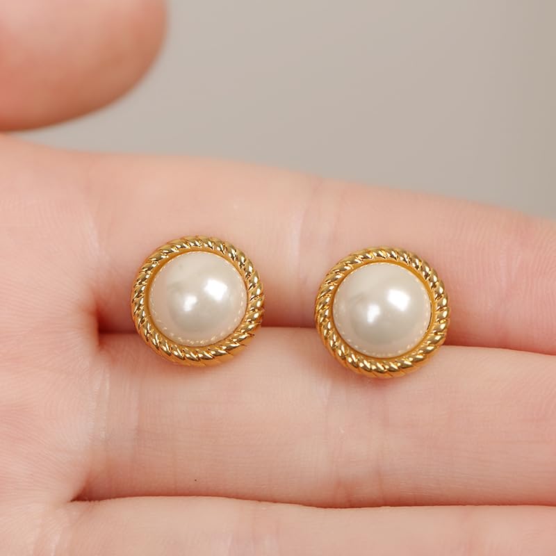 18K Gold Plated Pearl Earrings for Women, Cubic Zirconia Stone Simulated Set Diamond Earrings, Gift for Mom Daughter Sister, Anniversary Birthday Gift, Lightweight Hypoallergenic Jewelry4