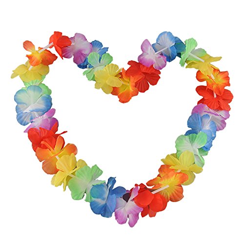Kicode BigFamily eenvoudige rit 10 stuks mode trvalling comfortabel kunstig ecologisch vriendelijk Hawaï tropisch hula gras dans bloemen halsketting