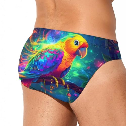 Parrot Colorful Bird Mens Swim Briefs Sexy Bikini Swimwear Bathing Suits Trunks3