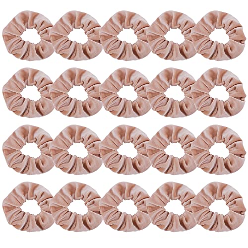 20 Pcs Light Khaki Scrunchies, Didder Velvet Scrunchies, Scrunchies for Hair Velvet Hair Scrunchies, Soft Elastics Bobbles Ropes Scrunchie Solid color Scrunchies for Women Girls Hair Accessories