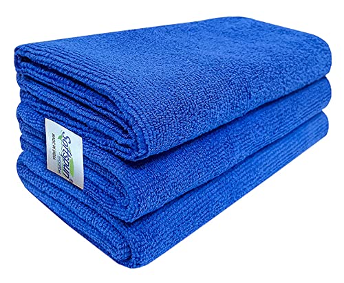 Image of SOFTSPUN Microfiber Cloth (3pcs - 40x60cms -340GSM) Blue, Super Soft Absorbent Cleaning Towels Cleans & Polishes Everything in Your Home