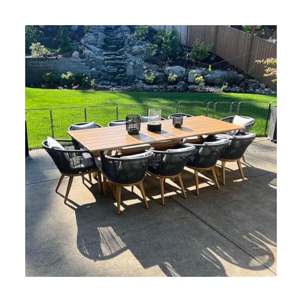 PURPLE LEAF Essgruppe 11-teilig Aluminium PE Rattan Natur