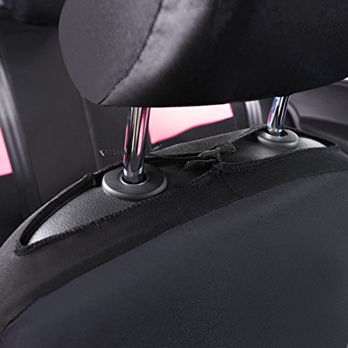 CAR PASS Leather & Gaberdine Butterfly Inspiration Car Seat Covers, Pink Car Seat Covers Full Set for Women Cute Girl, Airbag Compatible, Universal Fit for Vehicles,Cars,Suvs,Vans (Black and Pink)