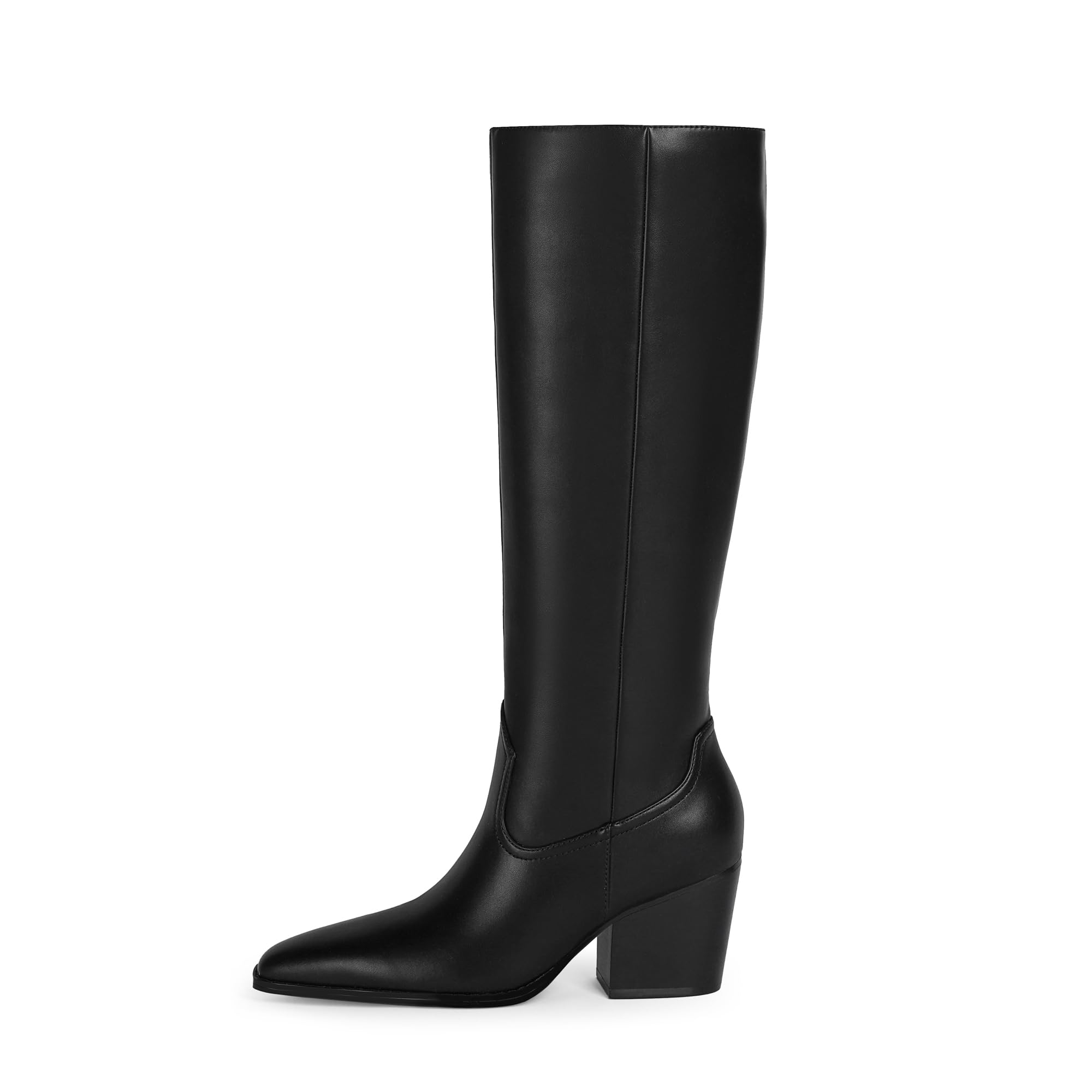 Modatope Knee High Boots Women Square Toe Chunky Heel Tall Boots for Women High Heel Side Zipper Long
