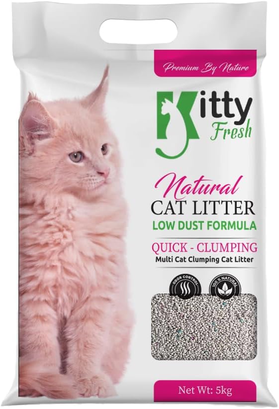 Kitty Fresh Cat Litter for All Breed Cats Scoopable, Unscented, Clumping - User-Friendly Solution for All Cat 5 Kg - Pack of 1