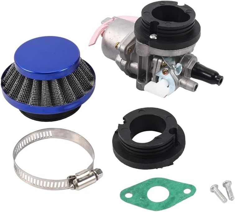 Carburetor Carb Carby + Air Filter + Stack For 2 Stroke 47Cc 49Cc Engine Parts Mini Moto Kids Atv Quad Dirt Pocket Bike Minimoto - (Color: Silver blue)