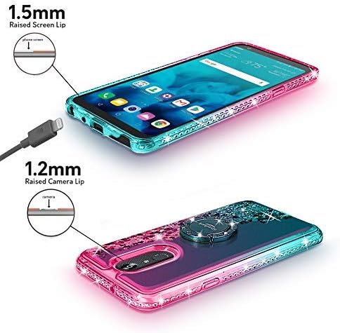 Silverback Compatible for LG Aristo/Aristo 2/Aristo 2 Plus/Aristo 3/Aristo 3 Plus/Tribute Dynasty/Tribute Empire/Rebel 3 LTE/Phoenix 4 Case, Bling Liquid Holographic Glitter Case with Ring -Green