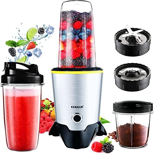 CHULUX 1000W Bullet Blender for Shakes and Smoothies, Personal Single Serve Blender with 6-Edge Blade 32oz Blender Cup, Portable Blender Coffee Grinder Nutritional Blender for Kitchen Fruit Vegetable
