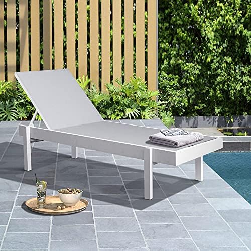 Outdoor Chaise Lounge Chair Pack of 1, Aluminum Pool Beach Lounge Chair, All Weather Patio Beach