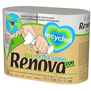 Renova Rouleaux de cuisine 100 pourcent Recycled and Paper Pack, Papier, Blanc, 100 Unité (Lot de 2)