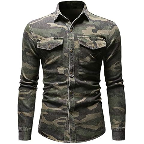 Camisa Militar de Mezclilla de Manga Larga Cover