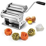 COSTWAY Machine à Pâtes Manuelle en Acier Inoxydable avec Accessoires Inclus pour Ravioli, Spaghetti, Lasagnes et Tagliatelles Argent