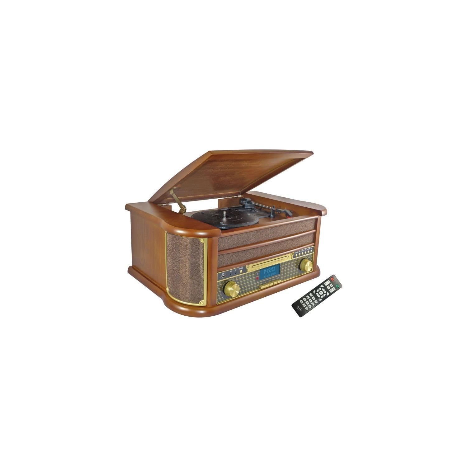 INOVALLEY RETRO29 E Chaîne Hifi vinyle style rétro Bluetooth Lecteur CD K7 Audio FM USB