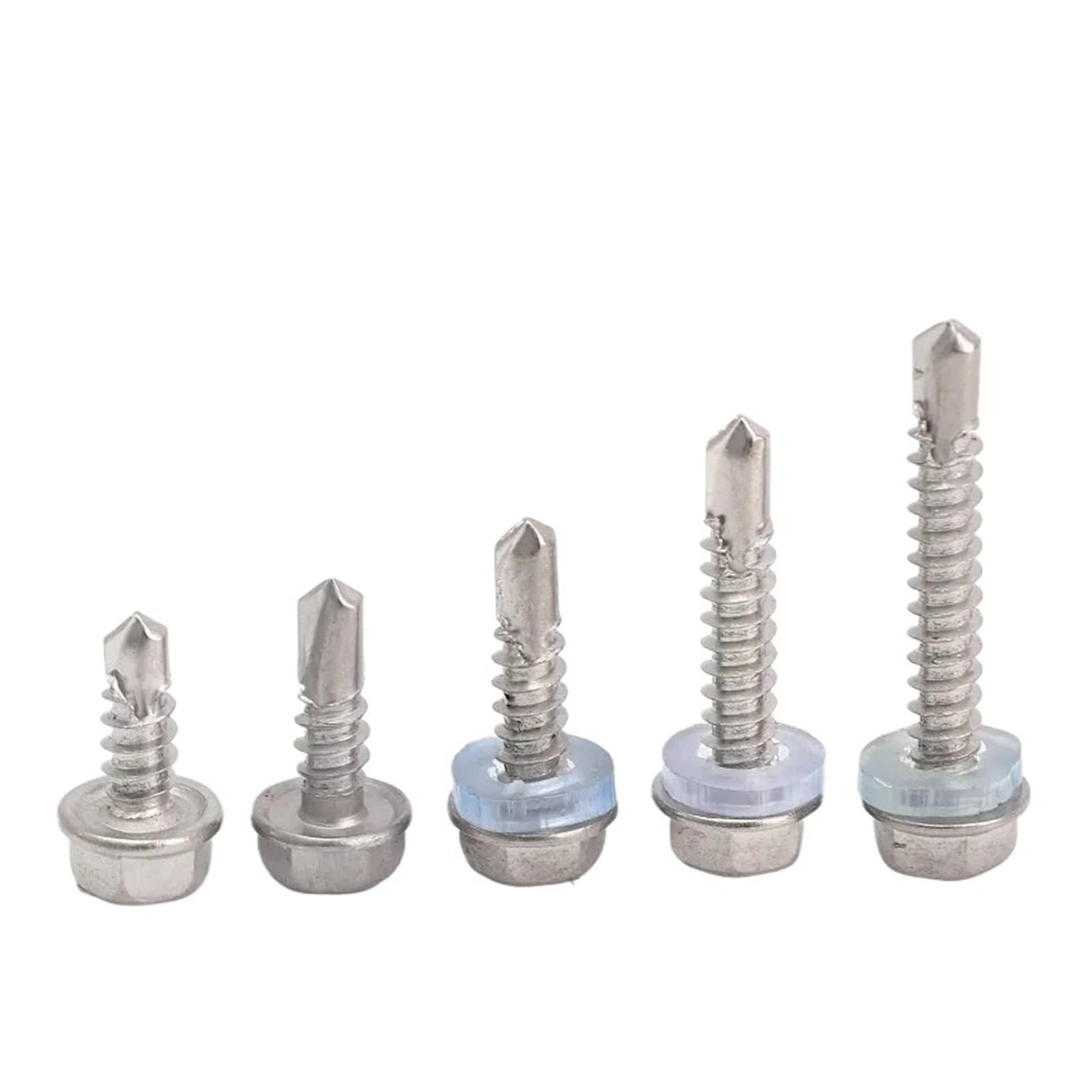 FJQFHH Self Tapping Screws Metal， Stainless Steel Self-Tapping Screws Hex Head Self-Drilling(20PC,M4.8x19)