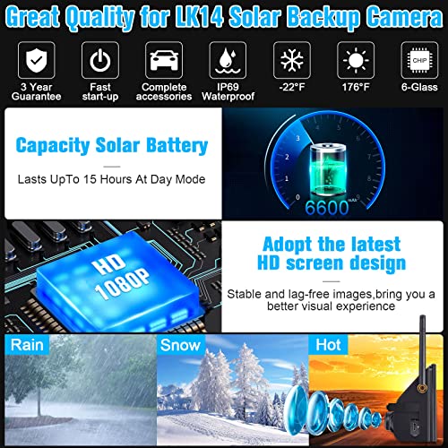 Leekooluu Solar Wireless Backup Camera Hd 1080P Rechargeable System 5'' Monitor 3 Mins Installation For Car Truck Camper Small Rv Hitch Rear View Camera Lk14 #TOP3