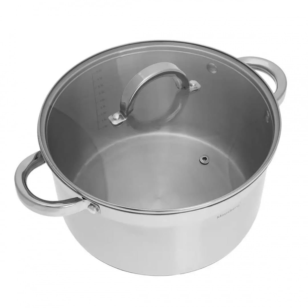 Casseruola di alta qualità con coperchio, 6 litri, 24 x 15 cm, in acciaio inox