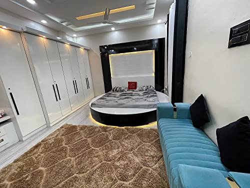 Image of F & B RUGS ; SUPERIOR QUALITY PRODUCTS Firoz and Brothers Handwoven Super Soft Indoor Modern Shag Microfibre Silky Fluffy Smooth 2x5 feet Beige
